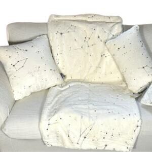 Aviva Stanoff gold ivory zodiac celestial star blanket pillows lumbar square NWT